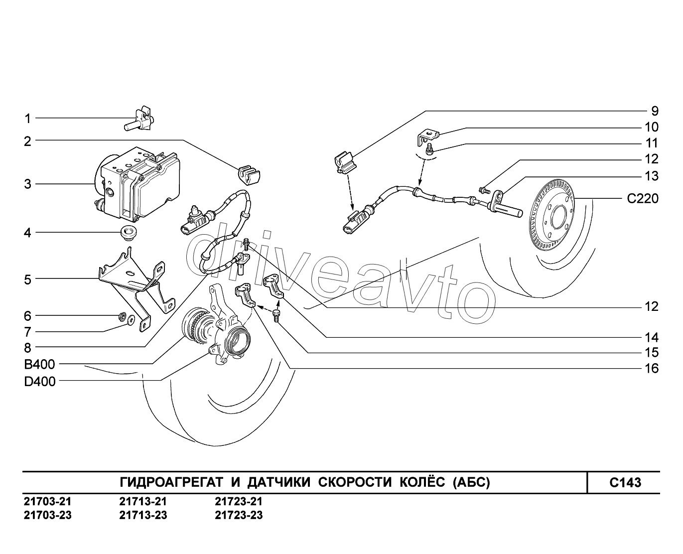 C143. Гидроагрегат и датчики скорости колес