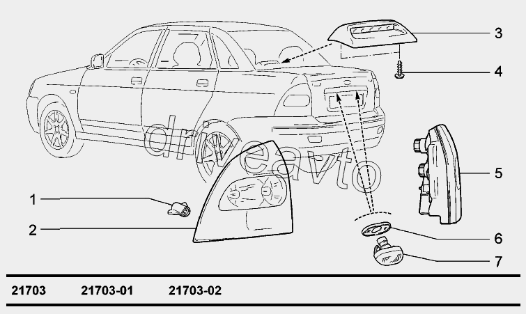 Схема заднего фонаря приора 2
