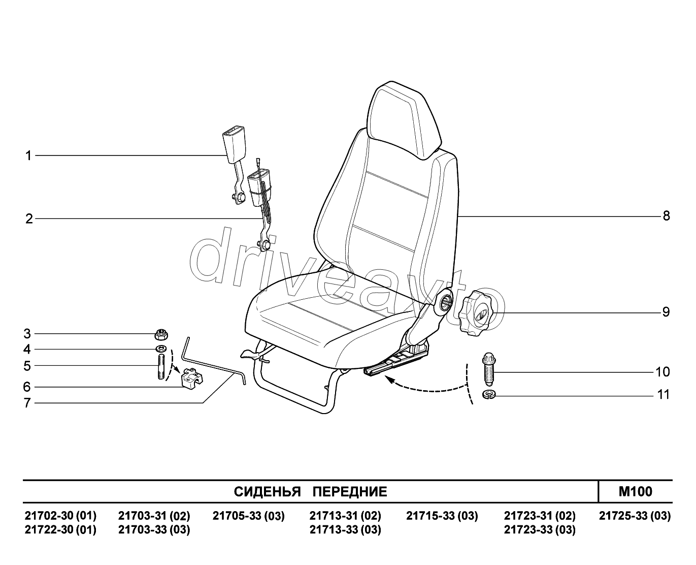 M100. Сиденья передние