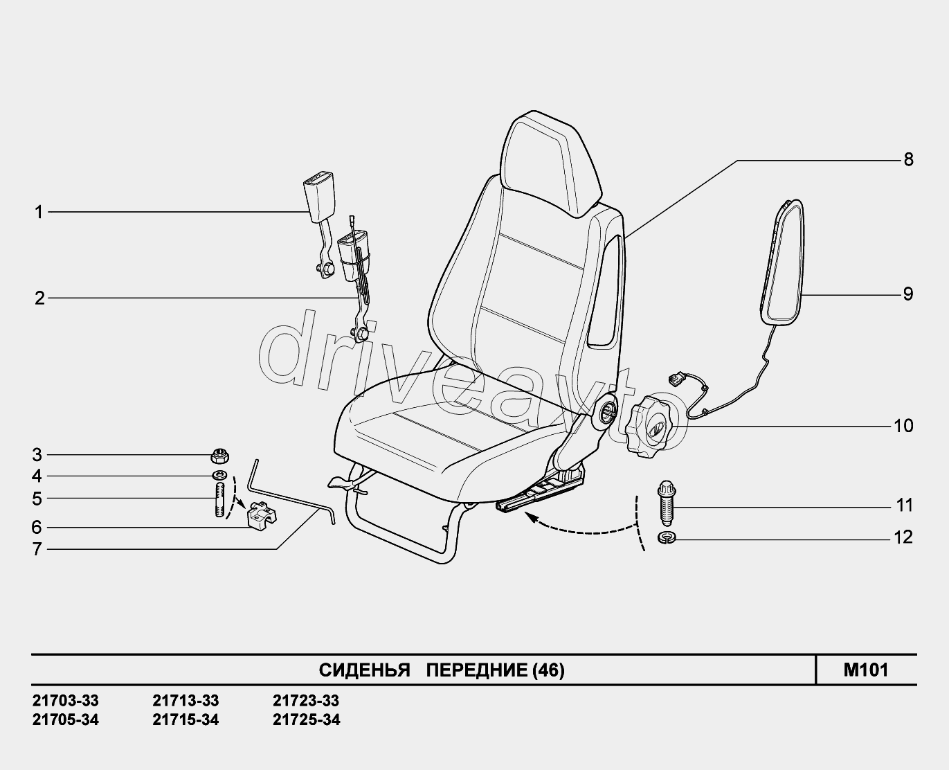 M101. Сиденья передние