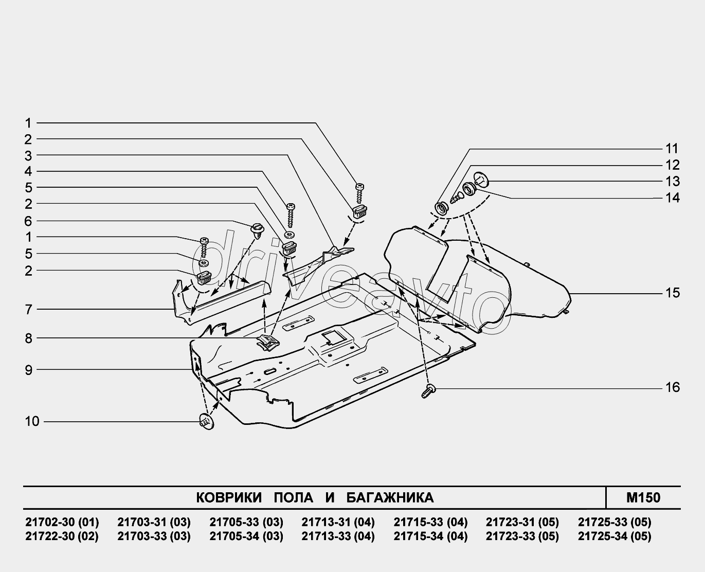 M150. Коврики пола и багажника