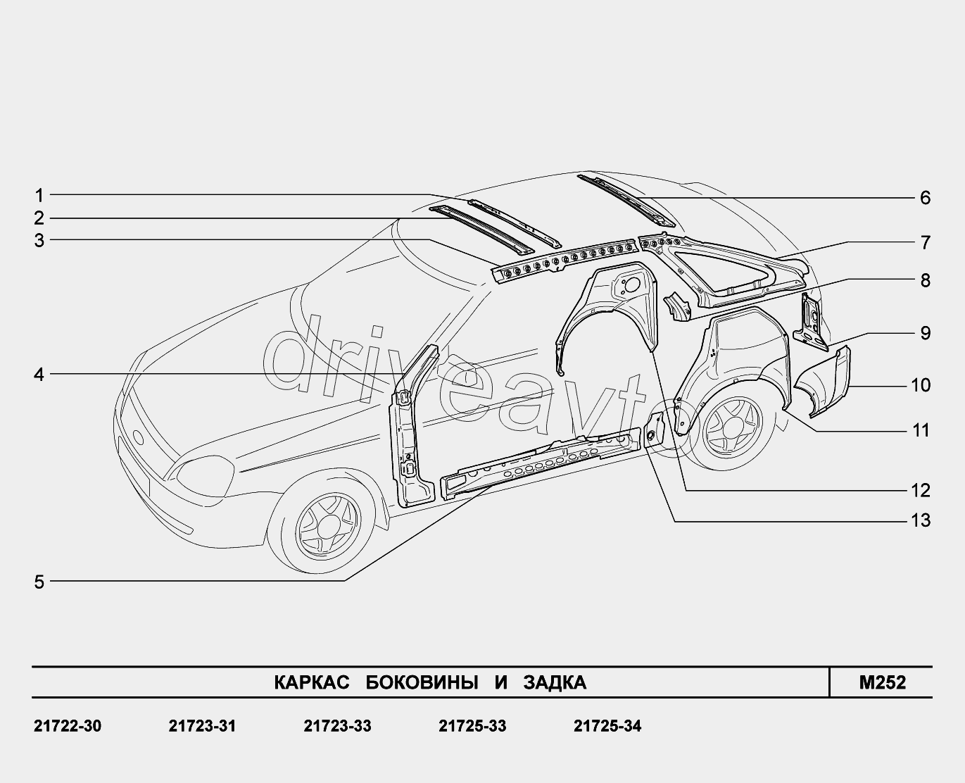 M252. Каркас боковины и задка