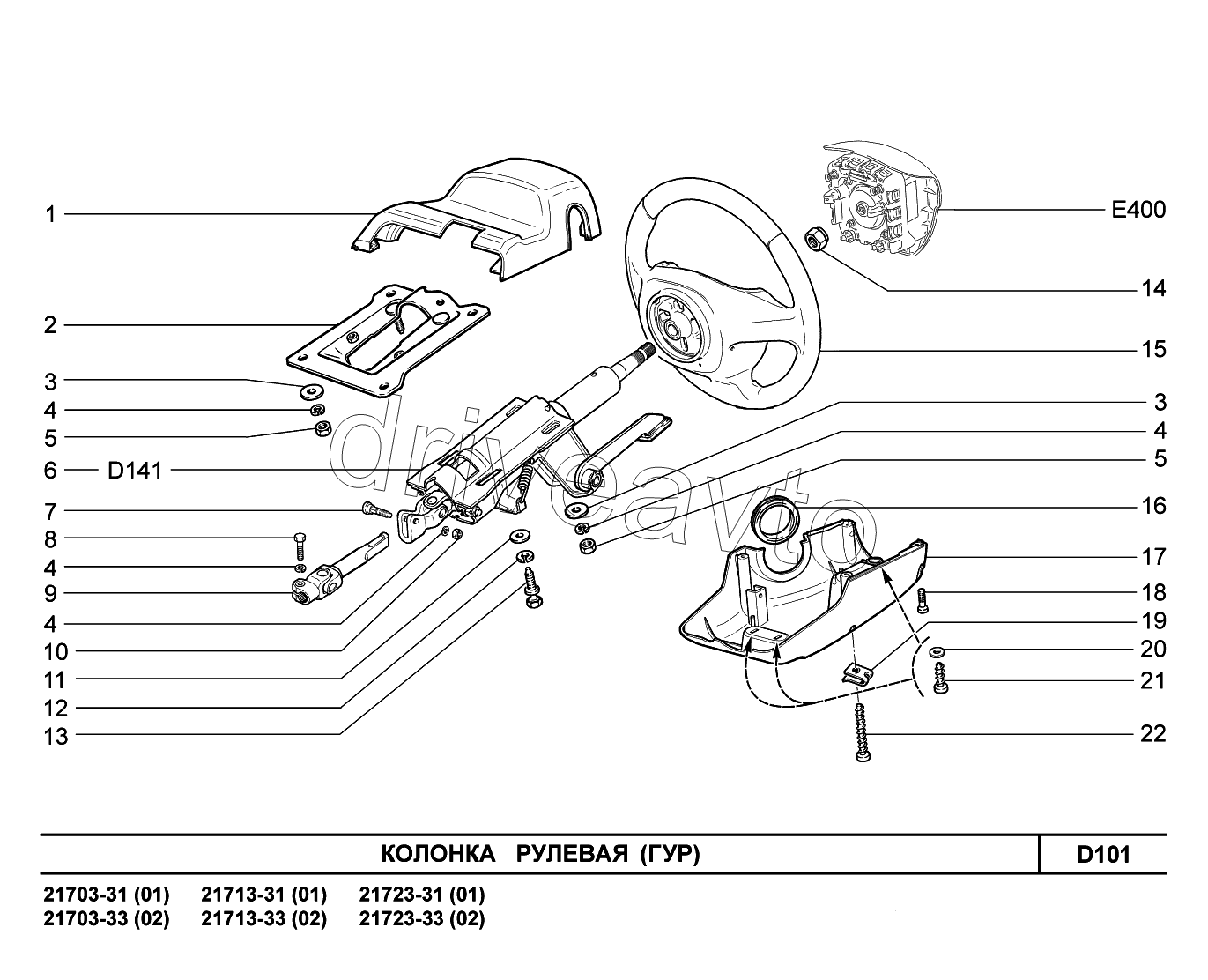 D101. Колонка рулевая