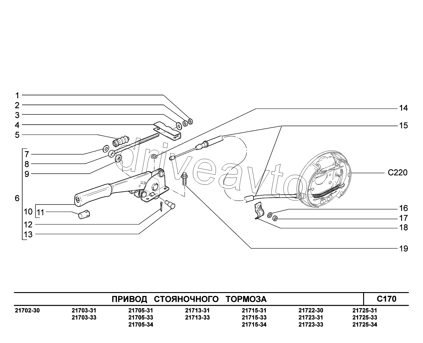 C170. Привод стояночного тормоза