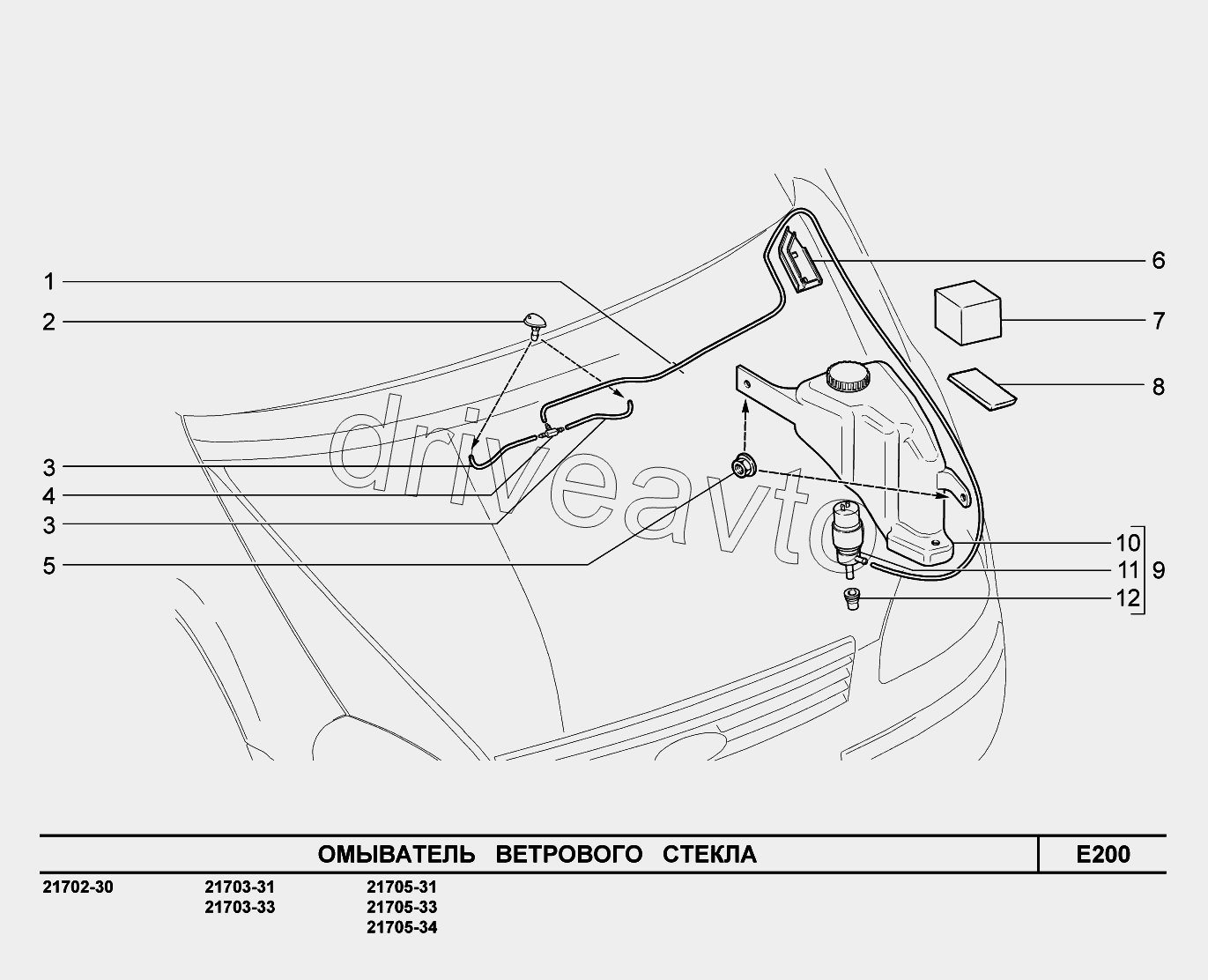 E200. Омыватель ветрового стекла