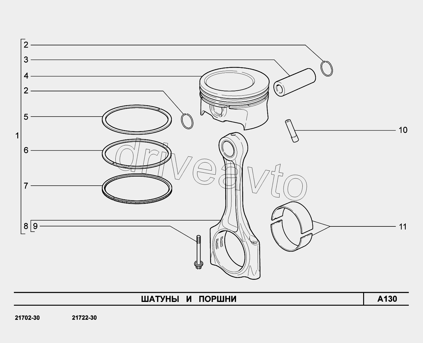A130. Шатуны и поршни