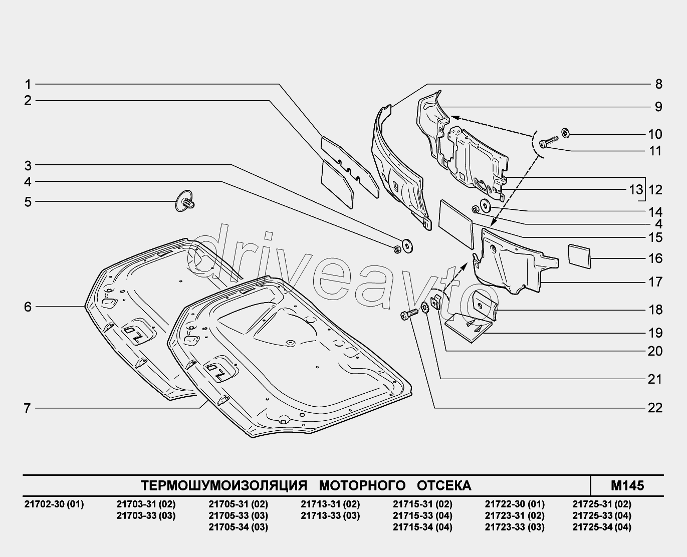 M145. Термошумоизоляция моторного отсека