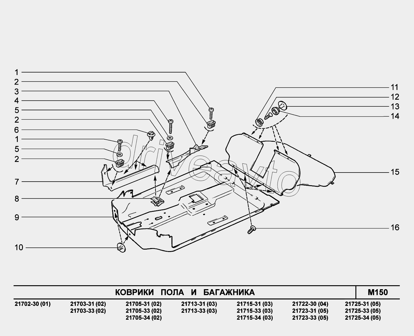 M150. Коврики пола и багажника