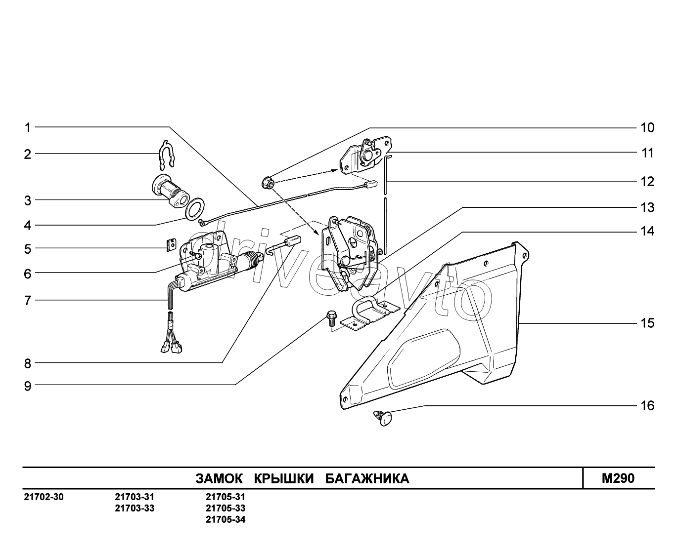 M290. Замок крышки багажника