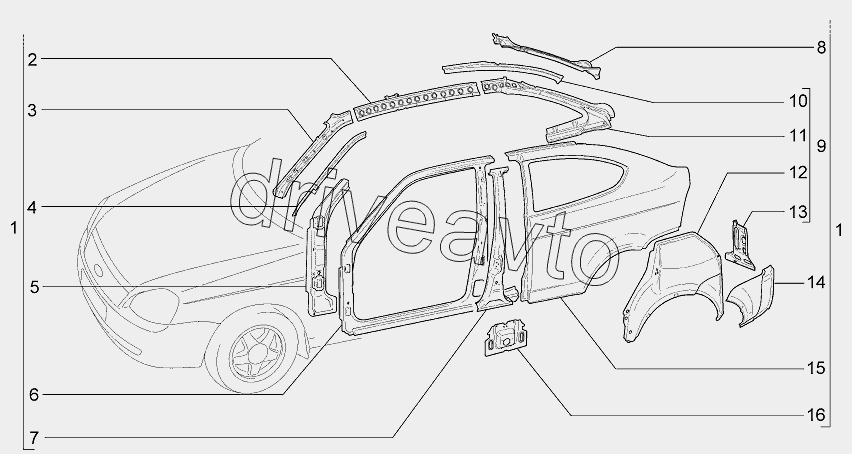 Ваз 2170 схема кузова - 92 фото