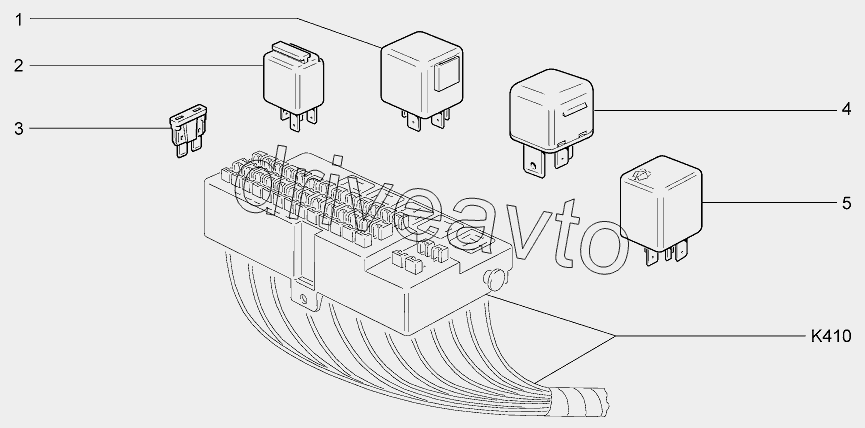 Реле и предохранители блока монтажного