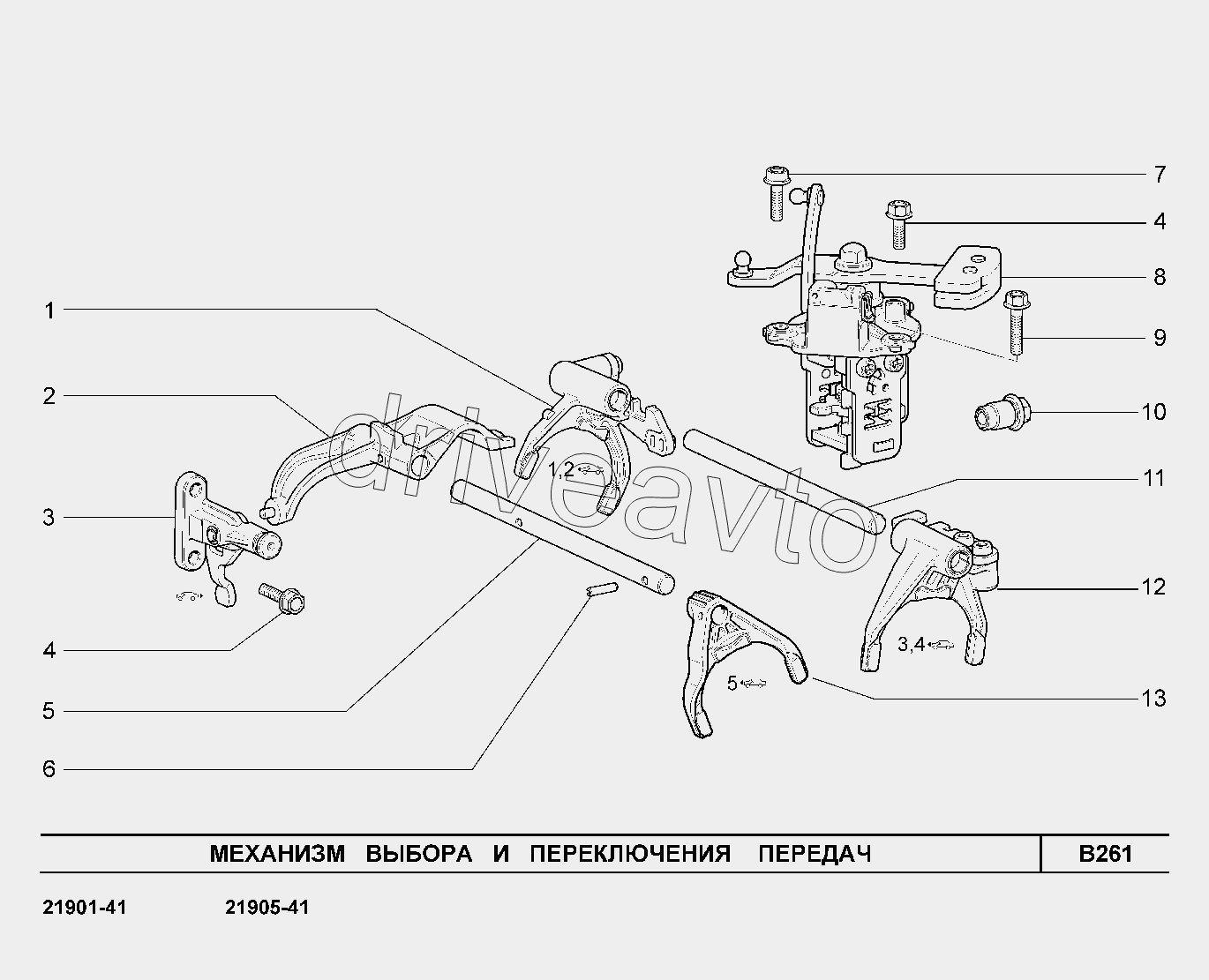 B261. Механизм выбора и переключения передач