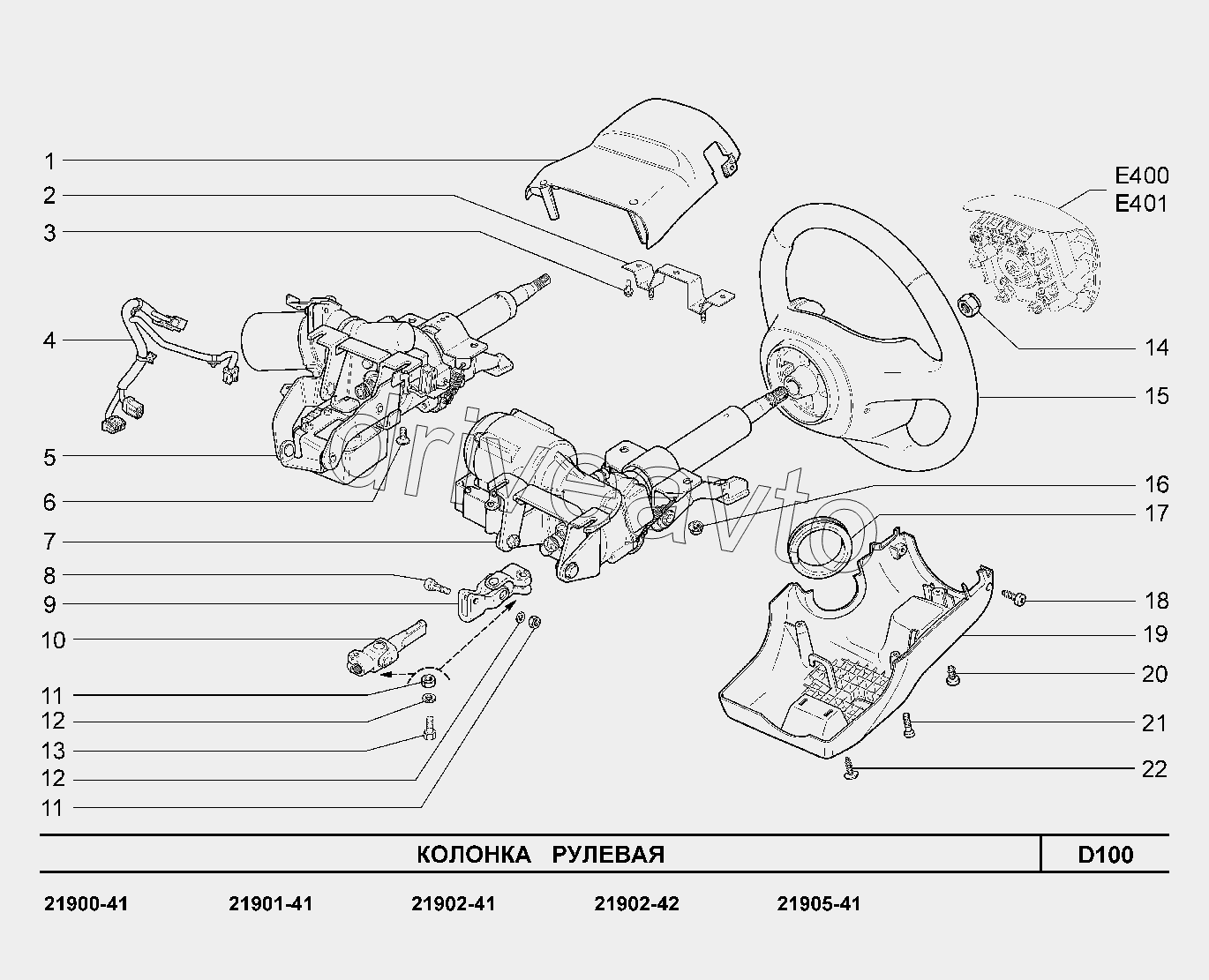 D100. Колонка рулевая