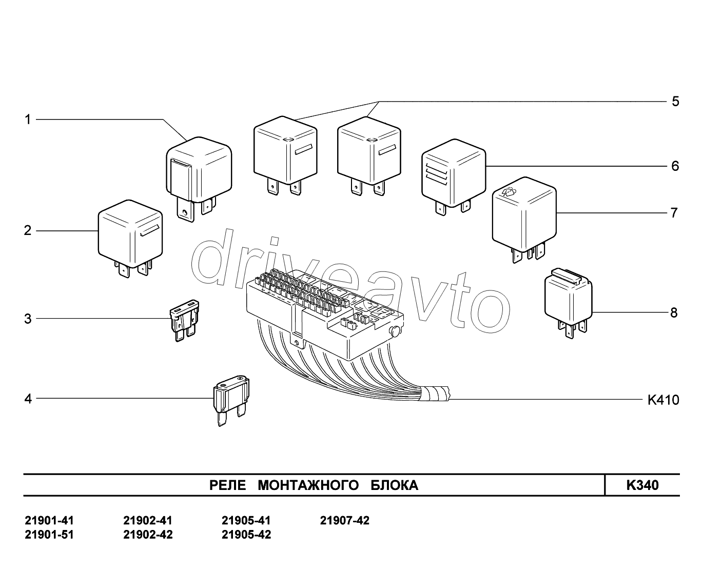 K340. Реле монтажного блока