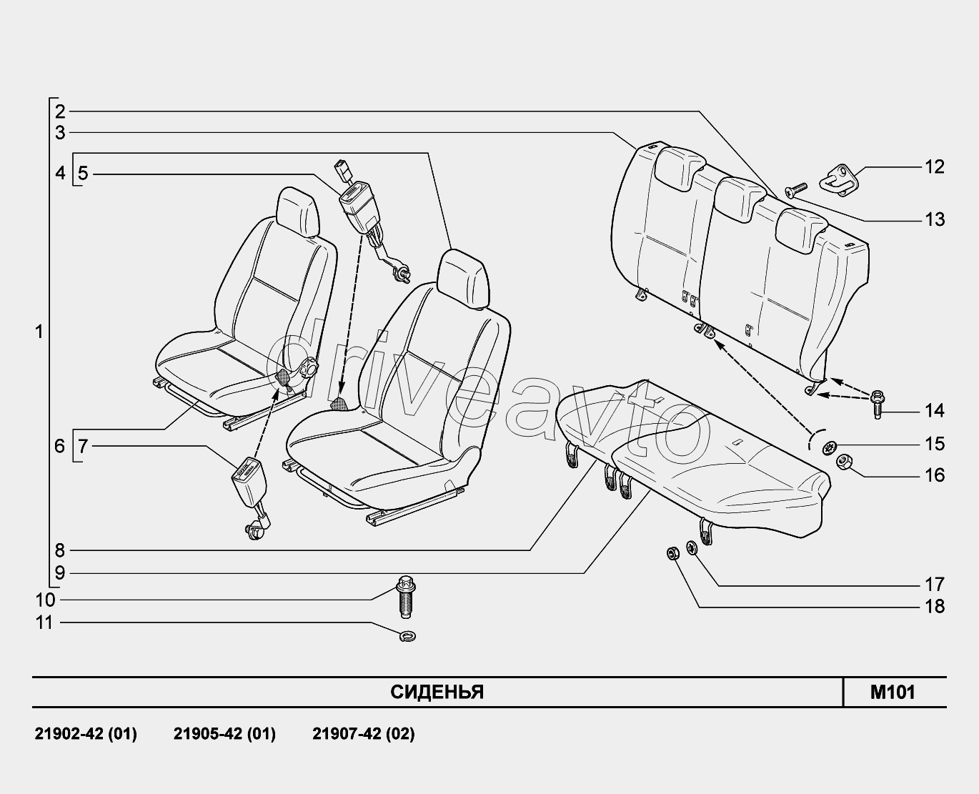M101. Сиденья