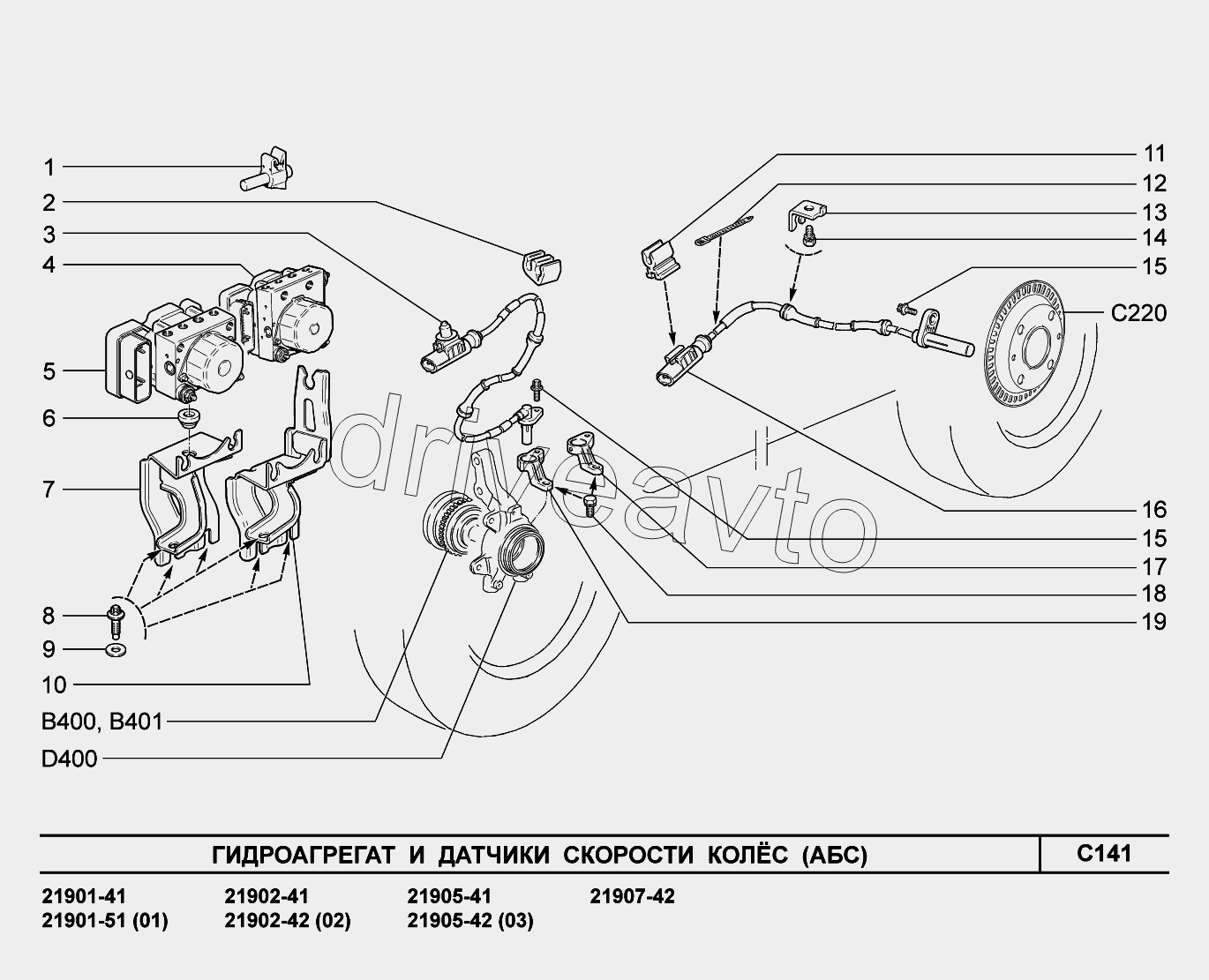 C141. Гидроагрегат и датчики скорости колес