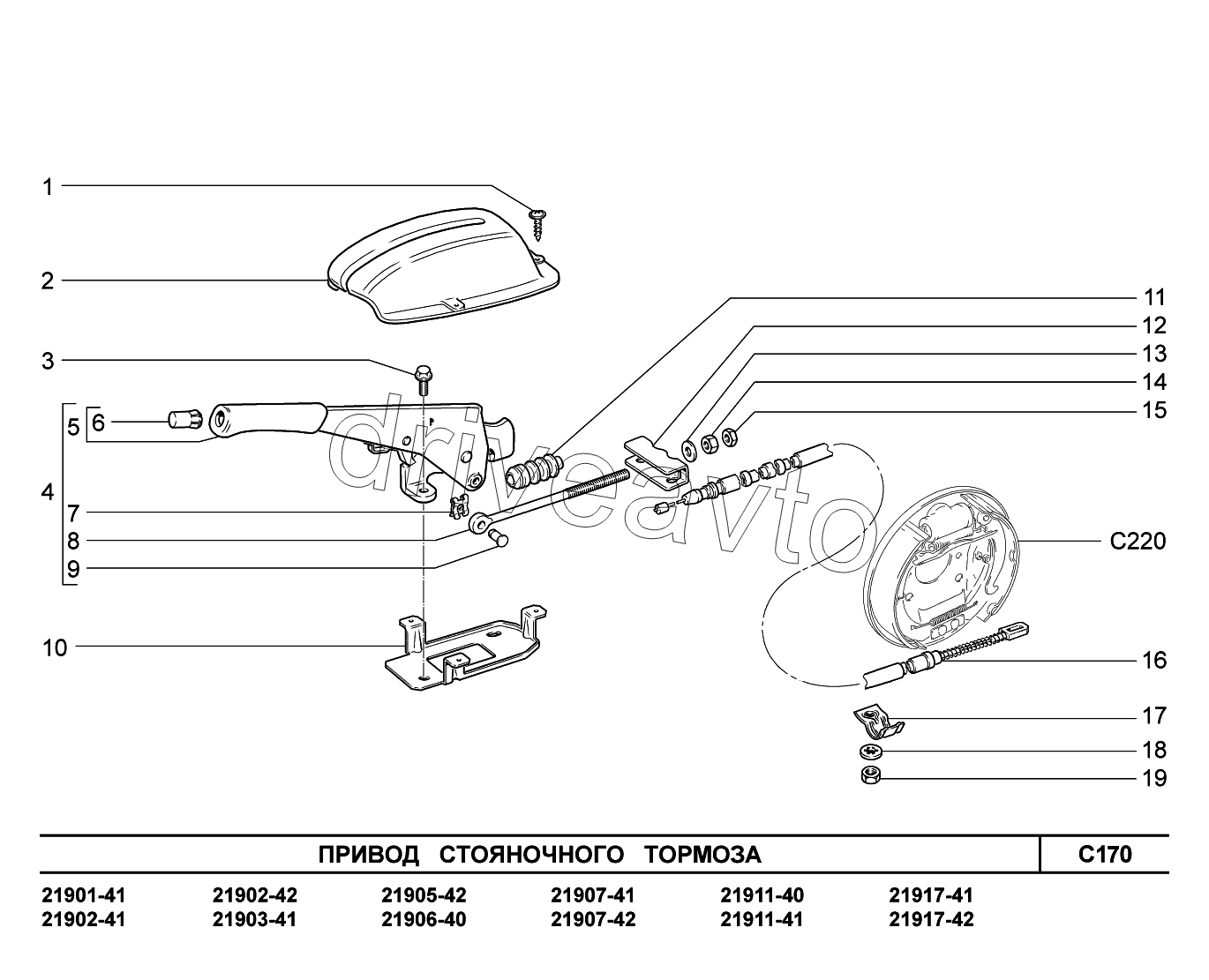 C170. Привод стояночного тормоза
