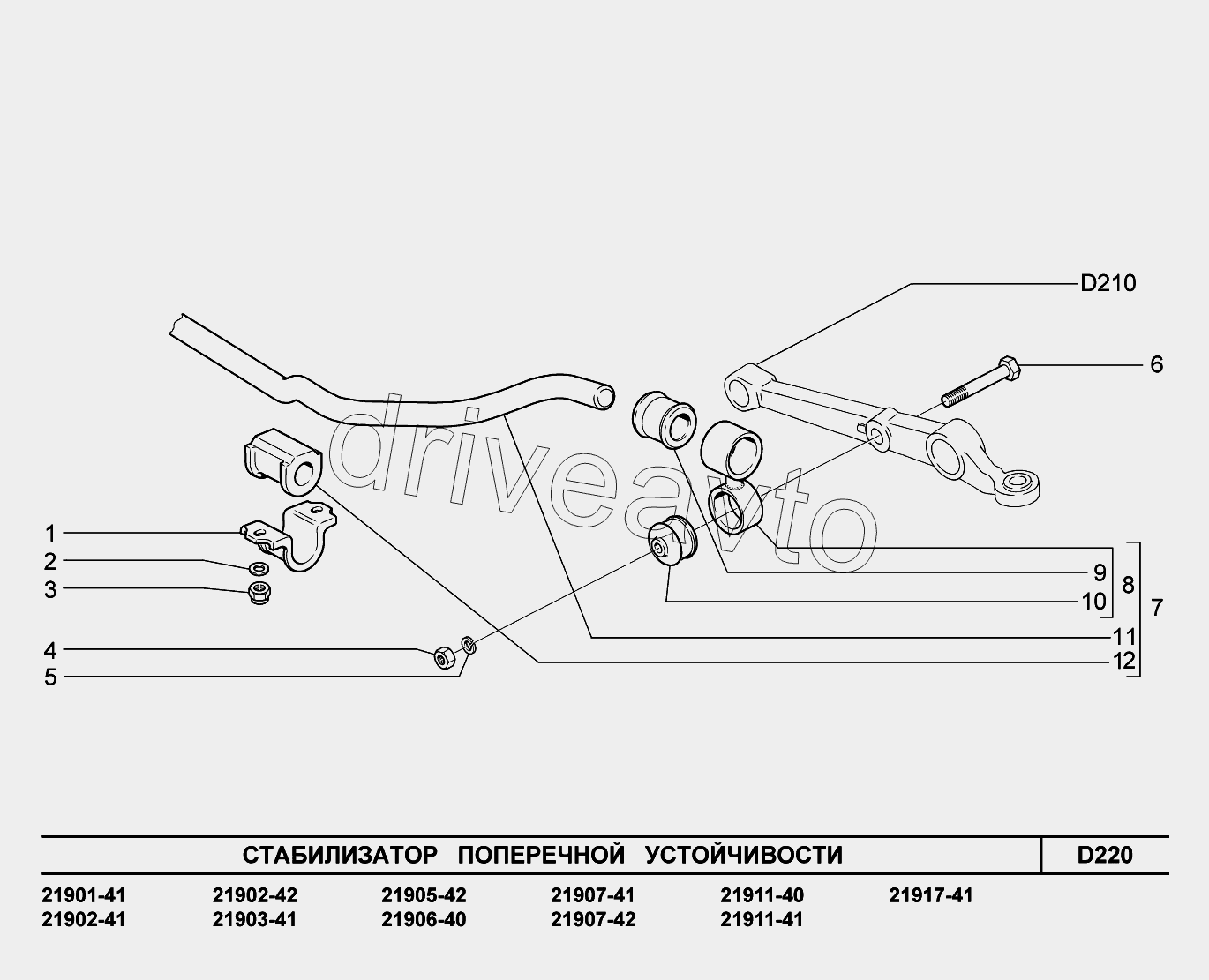 D220. Стабилизатор поперечной устойчивости