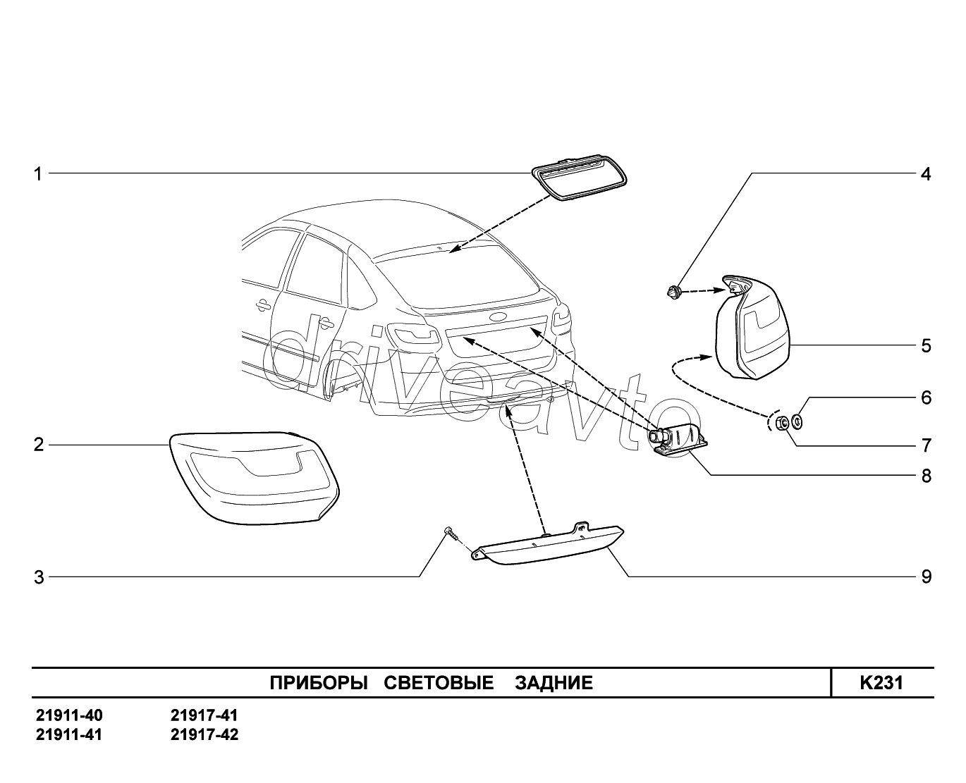 K231. Приборы световые задние