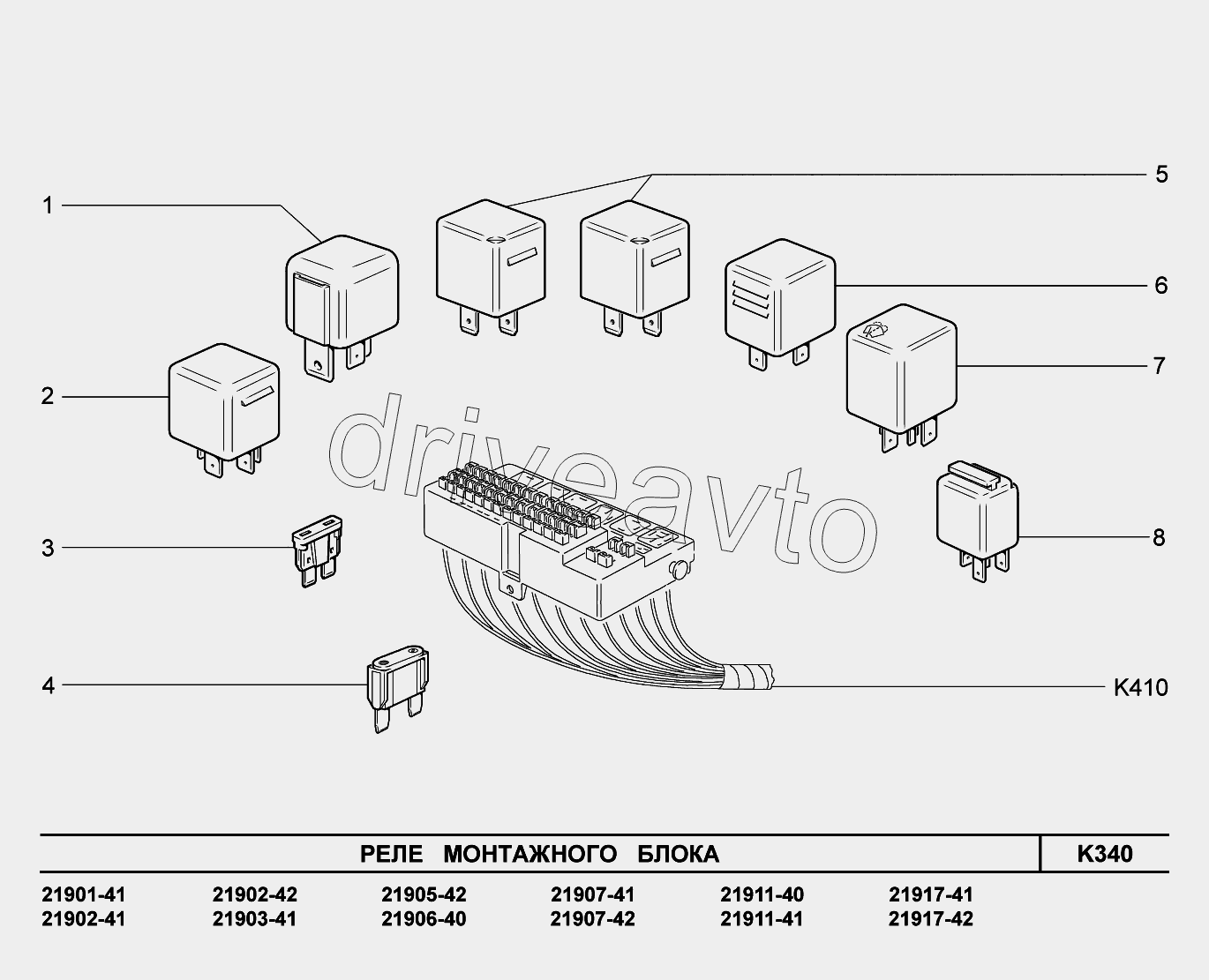 K340. Реле монтажного блока