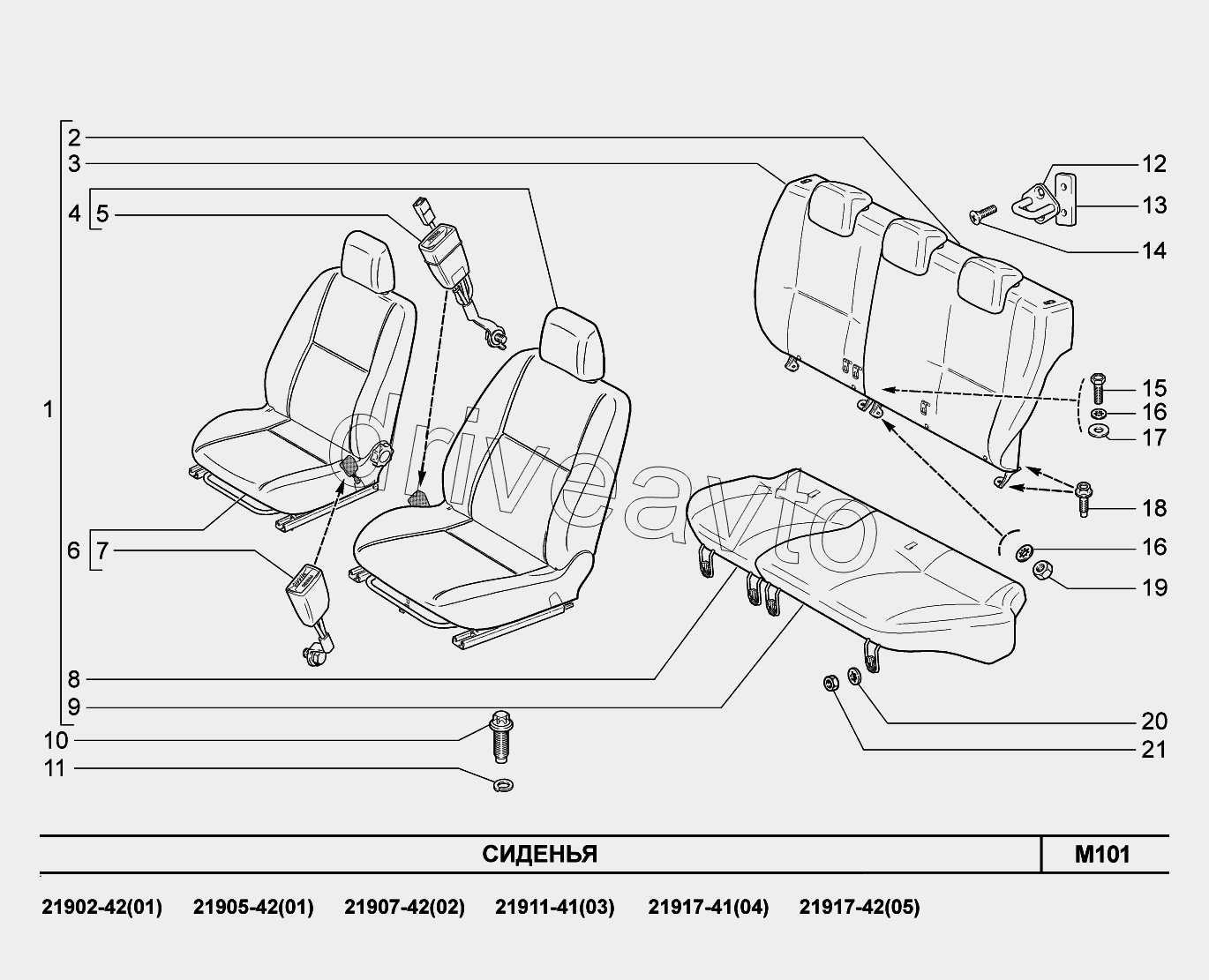 M101. Сиденья