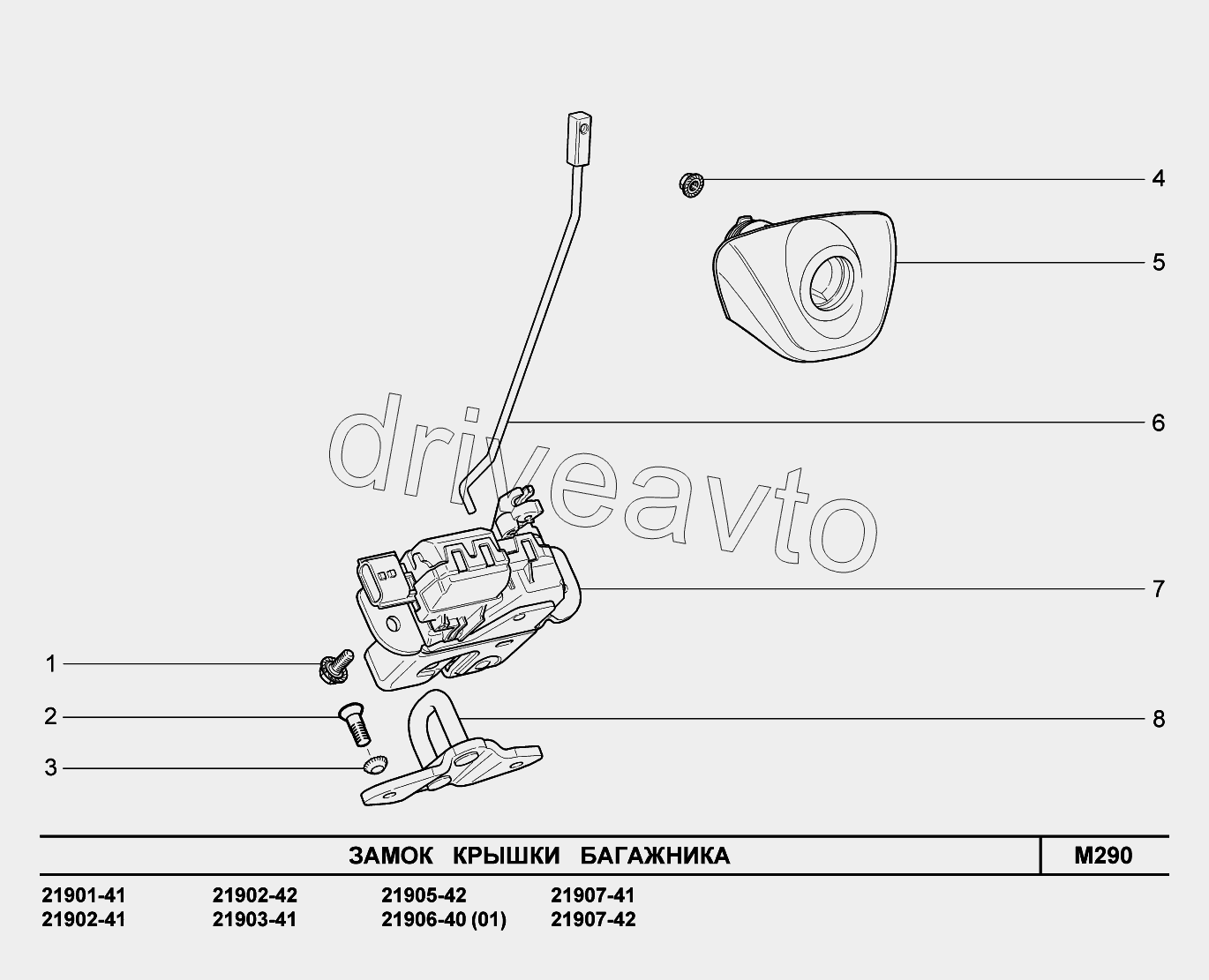 M290. Замок крышки багажника