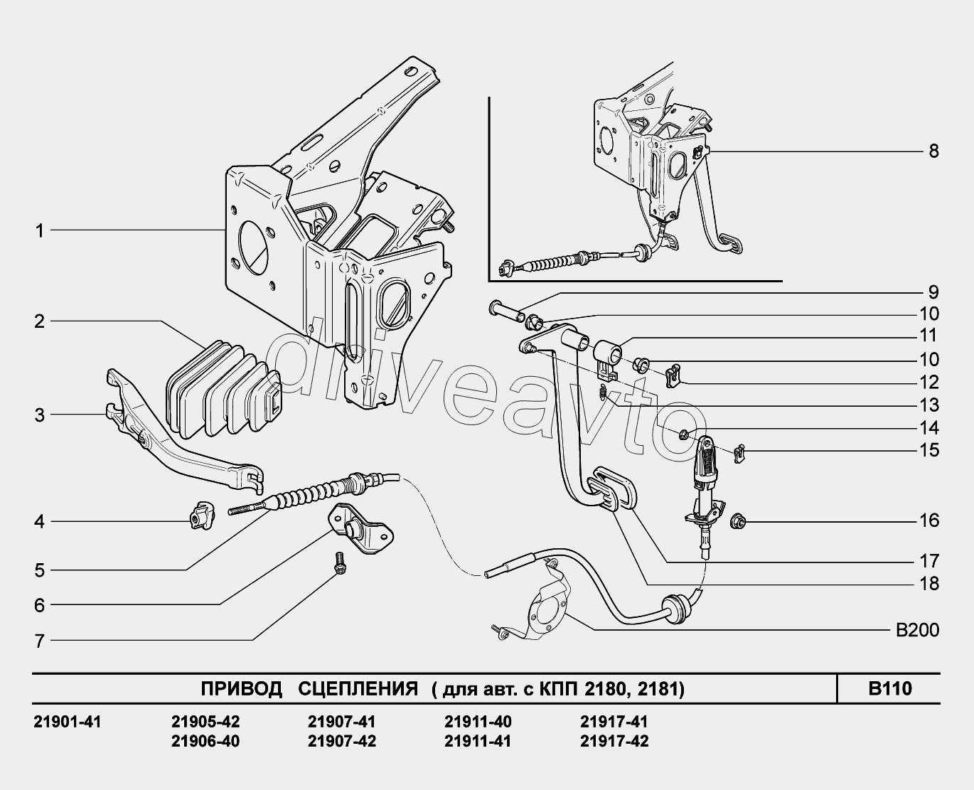 B110. Привод сцепления