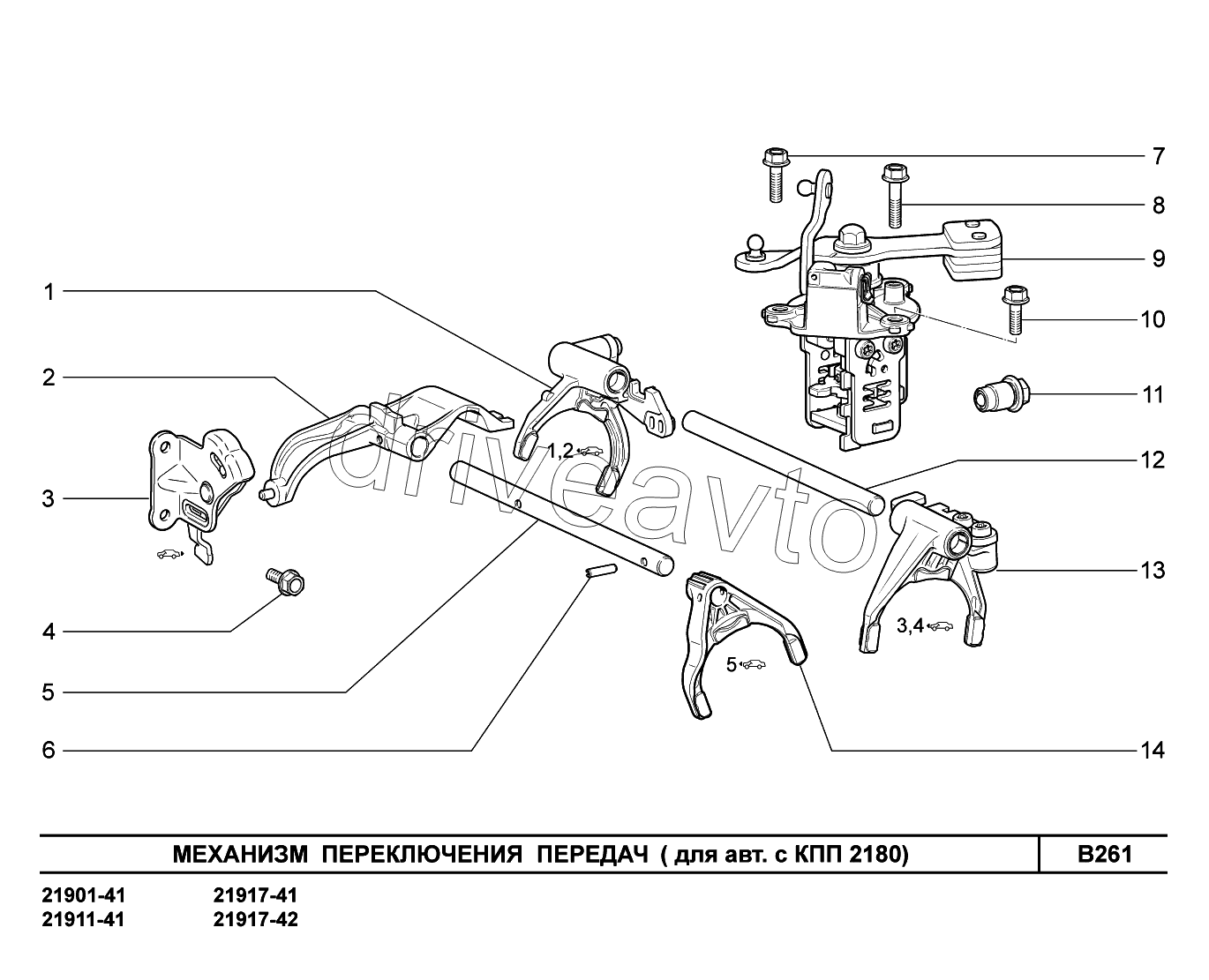 B261. Механизм переключения передач