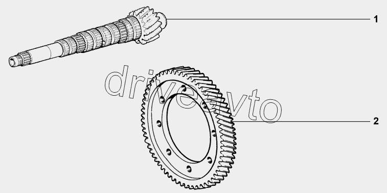 Вал вторичный и шестерня ведомая главной передачи