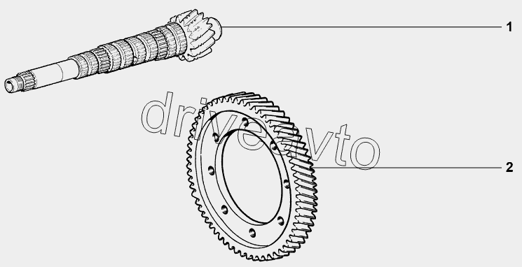 Вал вторичный и шестерня ведомая главной передачи