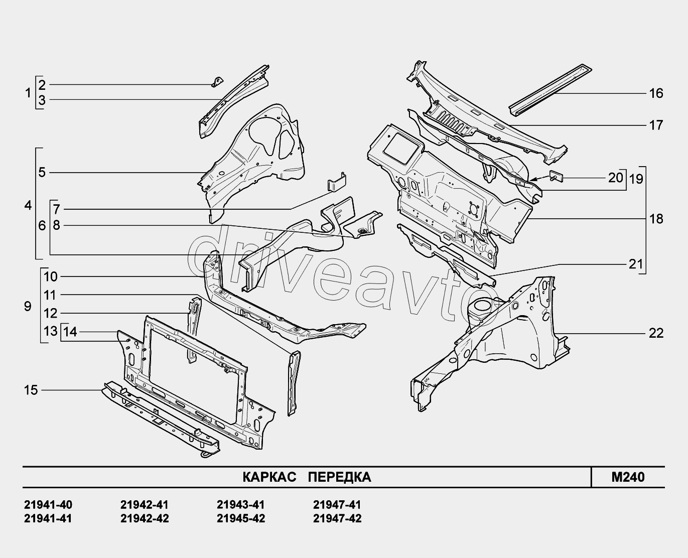 M240. Каркас передка