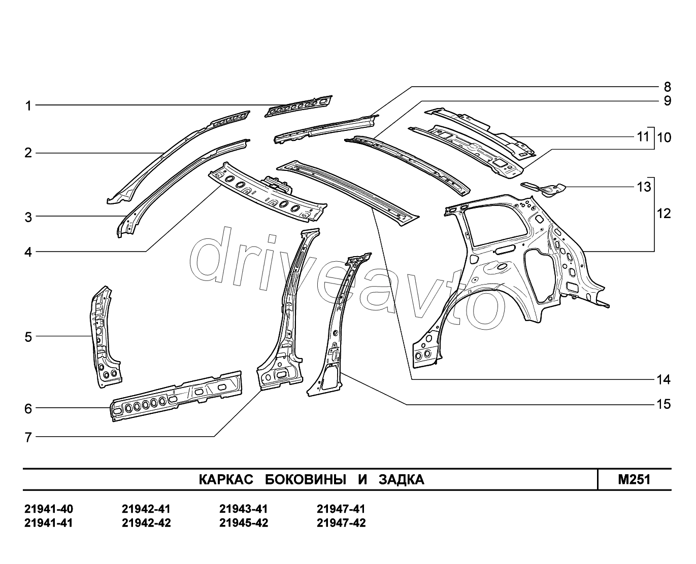M251. Каркас боковины и задка