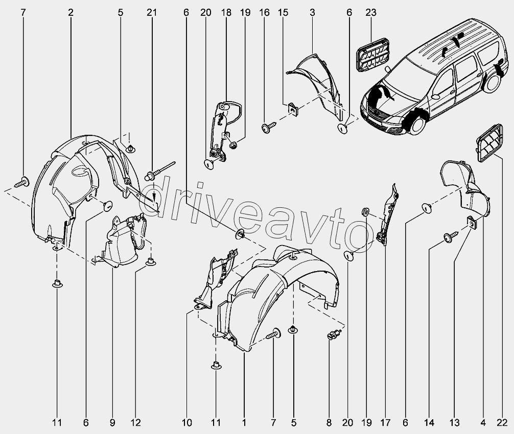 Щитки арок колес