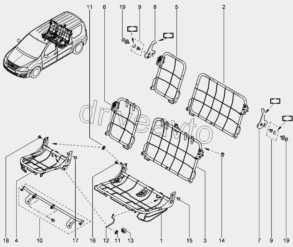 Каркас сидений передних