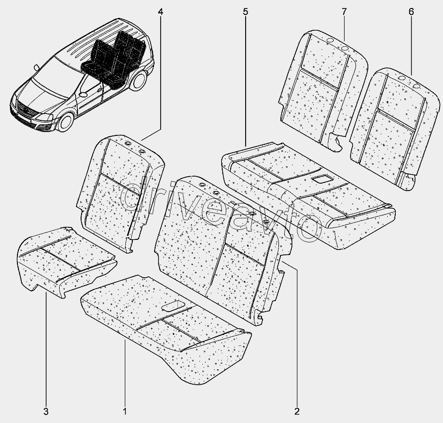 Подушка, спинка задних сидений (1/3)