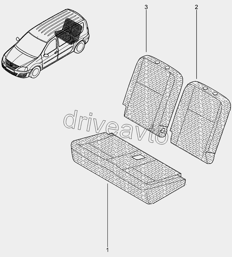 Подушка, спинка задних сидений (1/3)