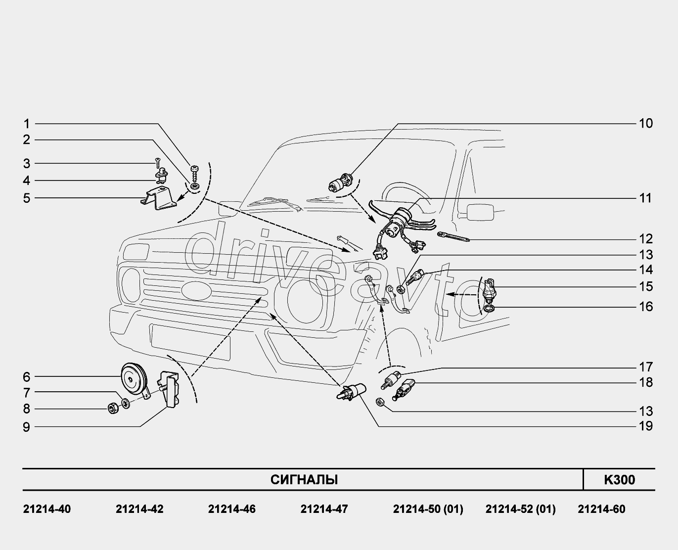 Схема сигнала нива 21214