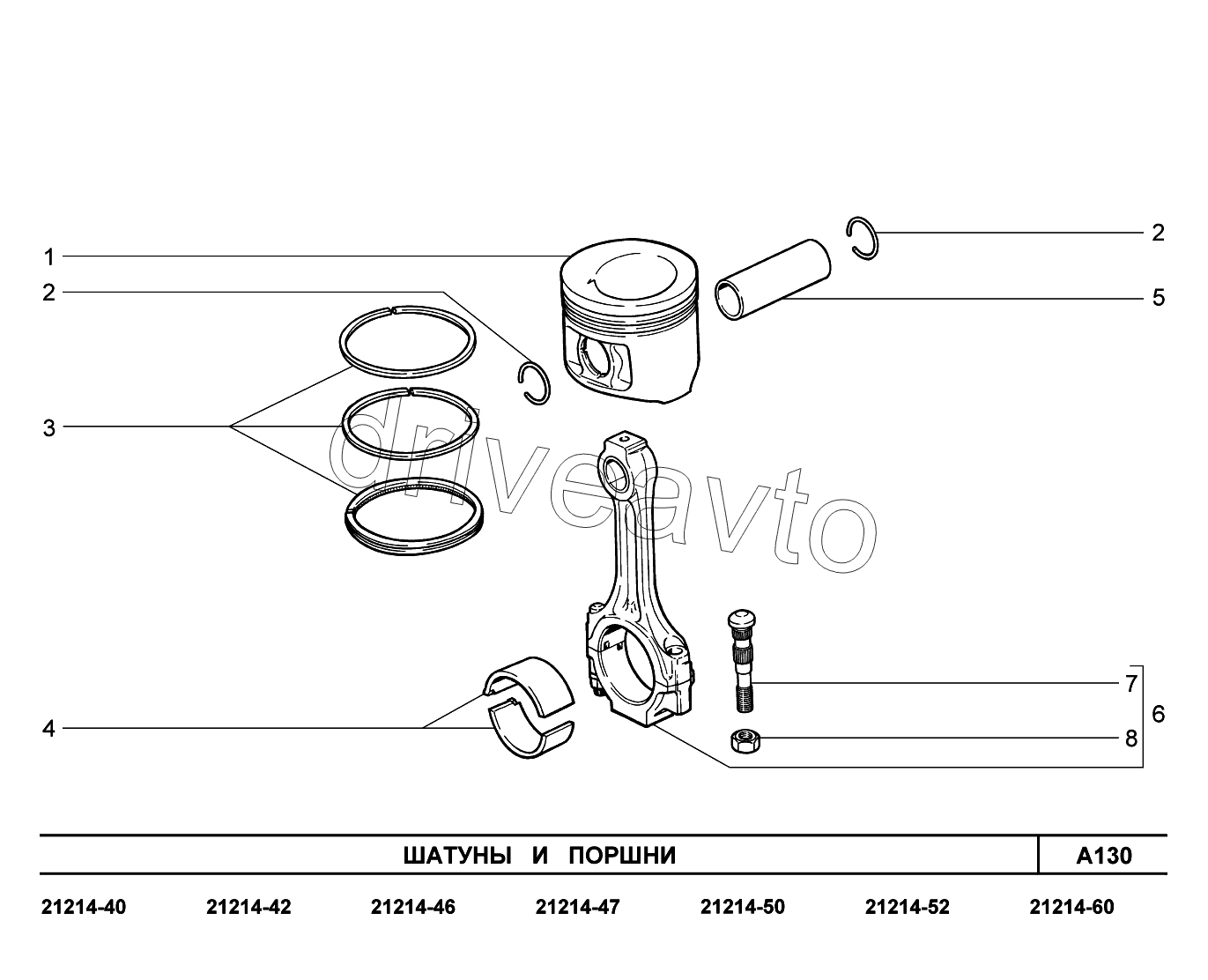 A130. Шатуны и поршни