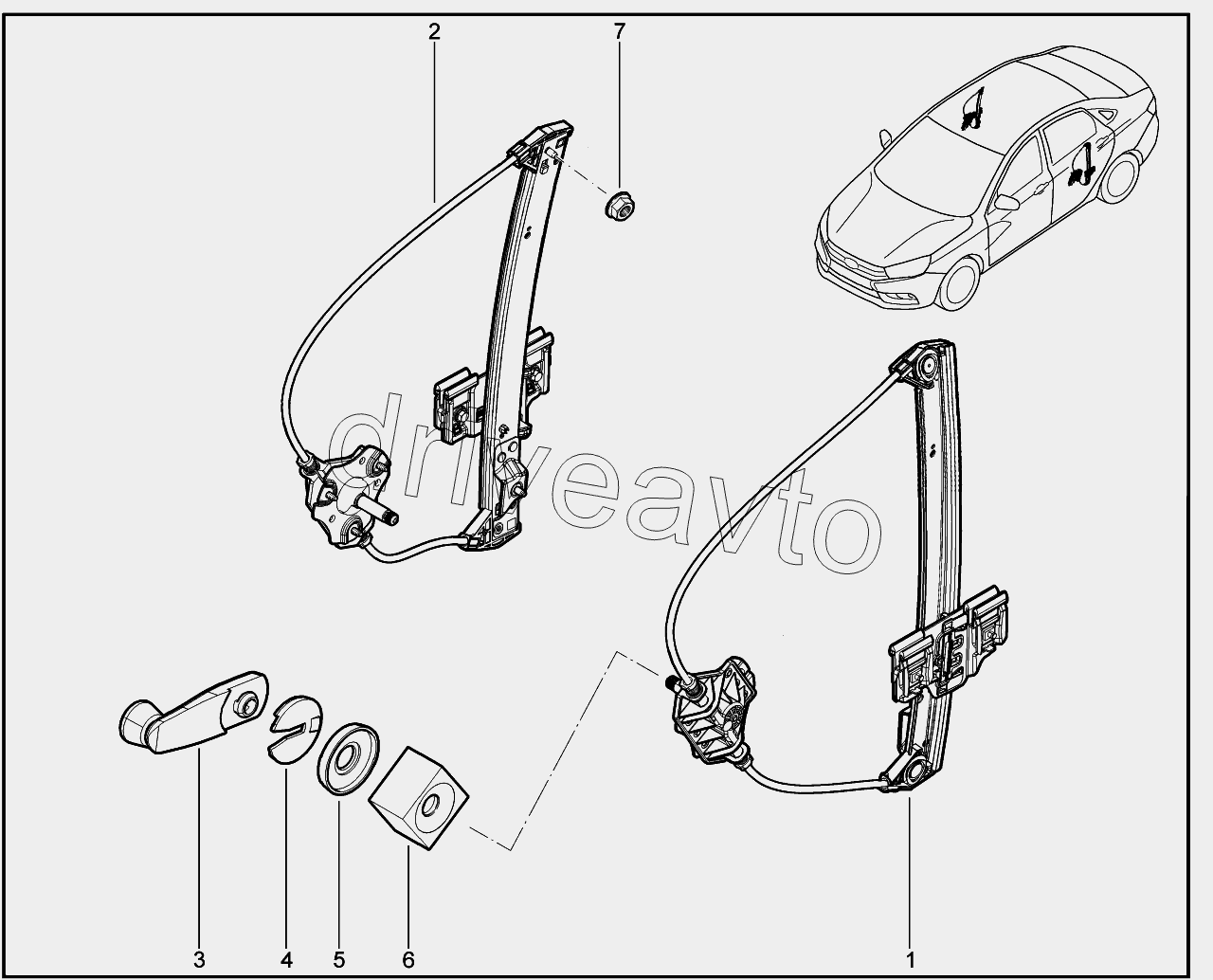 507010. Стеклоподъёмник задних дверей (механический)