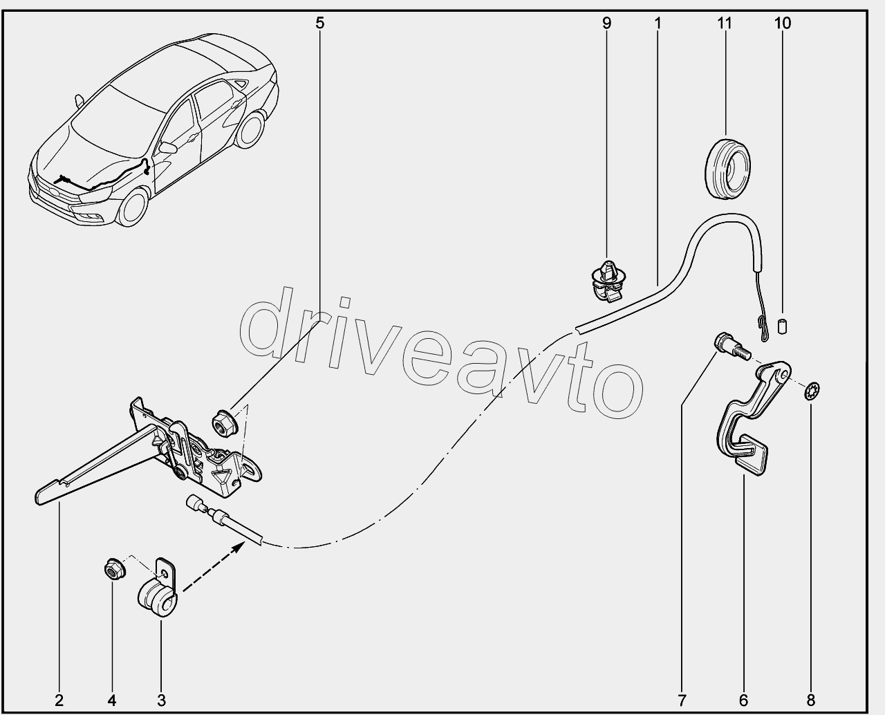 520110. Привод открытия капота